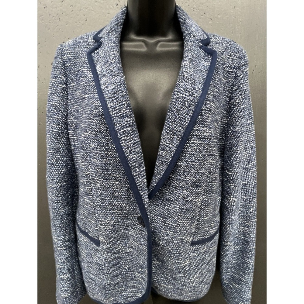 Talbots Blazer Jacket 8 Blue Tweed Lined Preppy Casual Career Heritage NEW